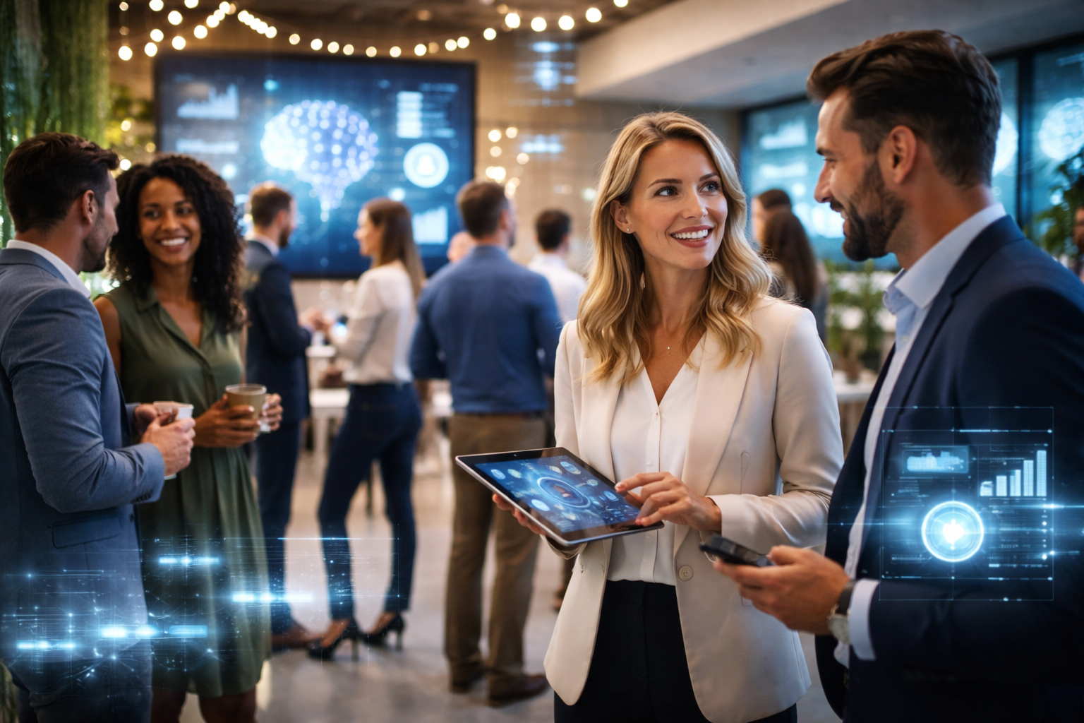 formation IA événementiel avec interaction professionnelle et outils digitaux en situation réelle