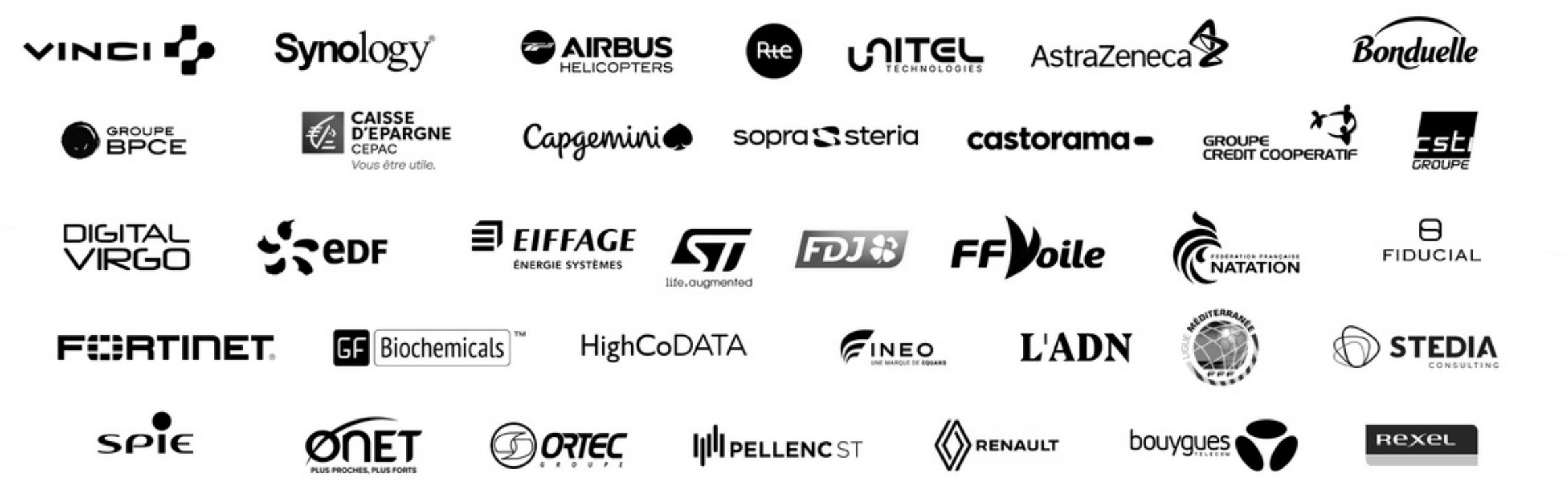Références clients de thecamp pour l'organisation de séminaires : Vinci, Airbus Helicopters, AstraZeneca, Capgemini, EDF, Renault, Bouygues Telecom…